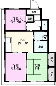 サンフィールド田中(3DK/2階)の間取り写真