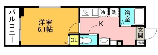 MELDIA西八王子Ⅲ(1K/3階)の間取り写真