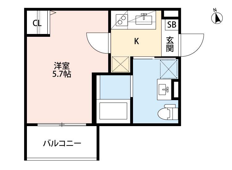 ユーヴェ常光寺(1K/1階)の間取り写真