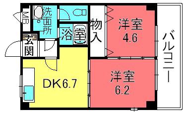 スターサファイア(2DK/2階)の間取り写真