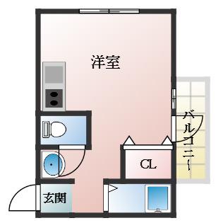 白石マンション(ワンルーム/4階)の間取り写真