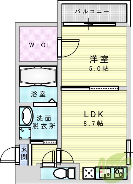 フジパレス阪急吹田駅南Ⅰ番館(1LDK/2階)の間取り写真