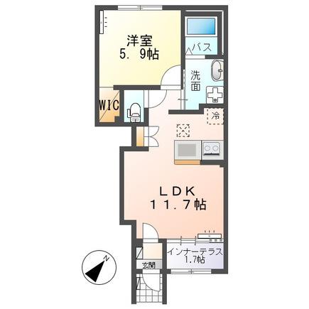 メゾンドフルール(1LDK/1階)の間取り写真