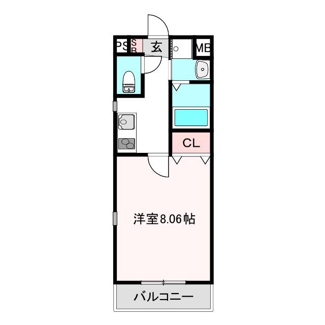ウエストコクーン阿倍野(1K/3階)の間取り写真