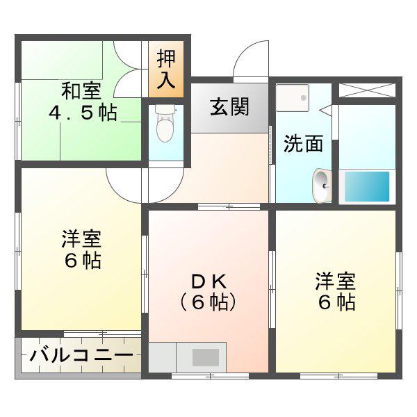ハナトピア(3DK/2階)の間取り写真