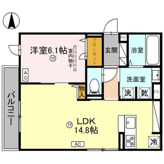 CLASHIST南住吉(1LDK/1階)の間取り写真