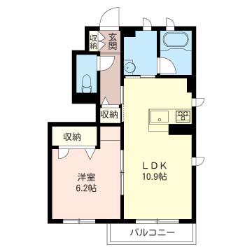 セレニティヒルズ弐番館(1LDK/1階)の間取り写真