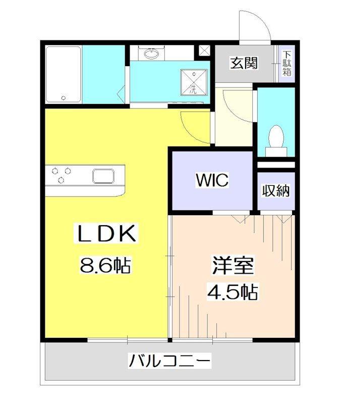 F.エテルネル(1LDK/2階)の間取り写真