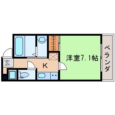 レクイエ深草(1K/3階)の間取り写真