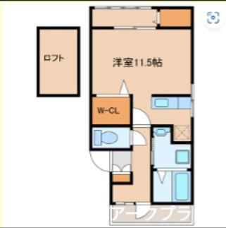 カームメント新町II(1K/2階)の間取り写真