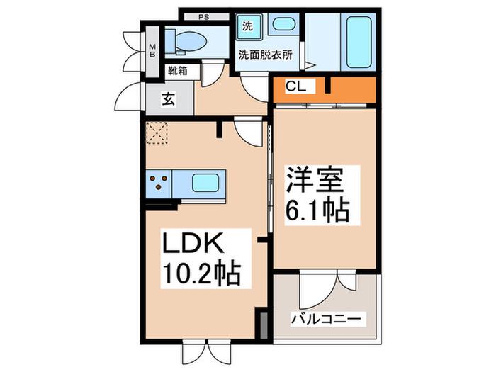 O´ HANA(1LDK/2階)の間取り写真