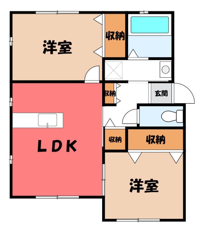 パルデロート・G棟(2LDK/1階)の間取り写真