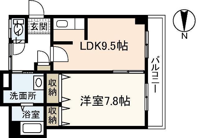 シャイン中筋(1LDK/1階)の間取り写真