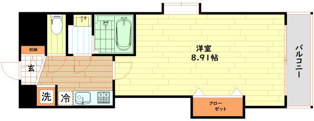 LUXE難波西II(1K/8階)の間取り写真