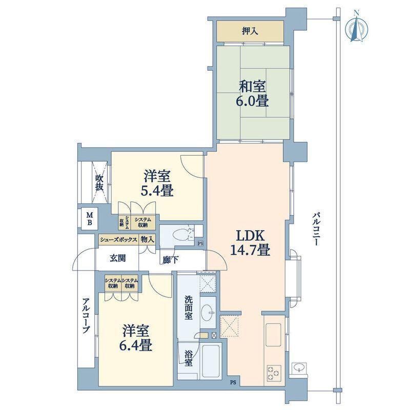 サンクタス南千里(3LDK/6階)の間取り写真