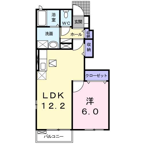 デスパシオカーサI(1LDK/1階)の間取り写真