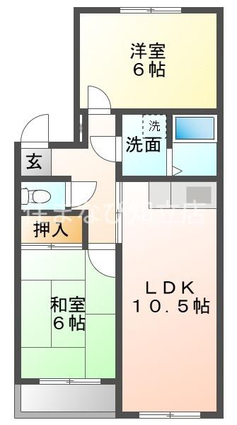 パークサイド今岡C(2LDK/3階)の間取り写真