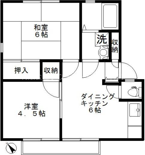 岩橋アパート(2DK/2階)の間取り写真