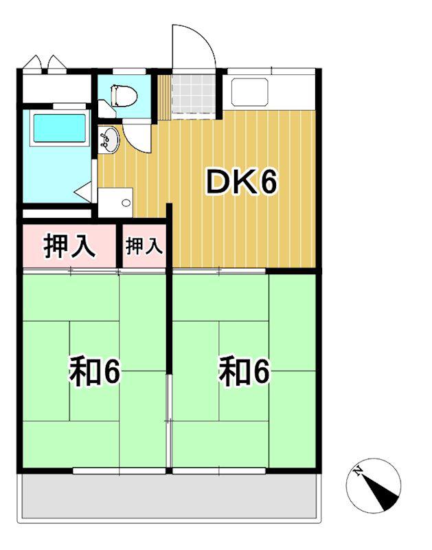 サンパール葉月(2DK/2階)の間取り写真