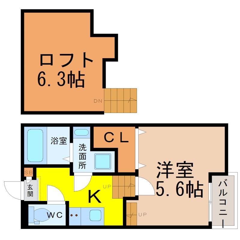 CREO中村区役所(1K/1階)の間取り写真