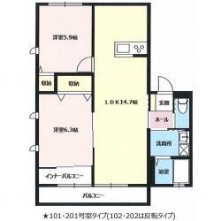 カサグランデ青葉(2LDK/2階)の間取り写真