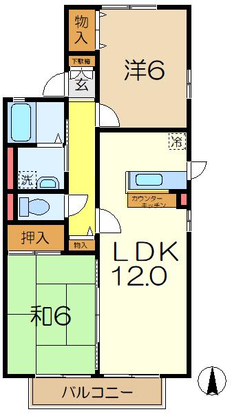 グリーンコンフォート(2LDK/2階)の間取り写真