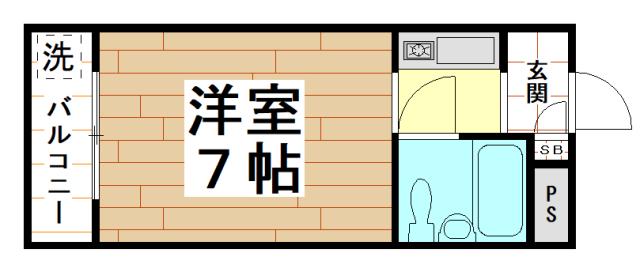 ハイツ當里家パートII(1K/4階)の間取り写真