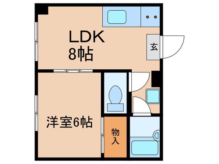 メヌエットオマタ(1LDK/1階)の間取り写真