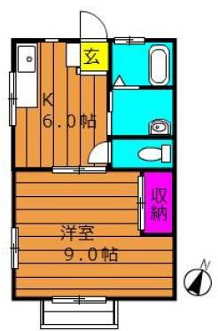 コーポ大高C棟(1K/2階)の間取り写真