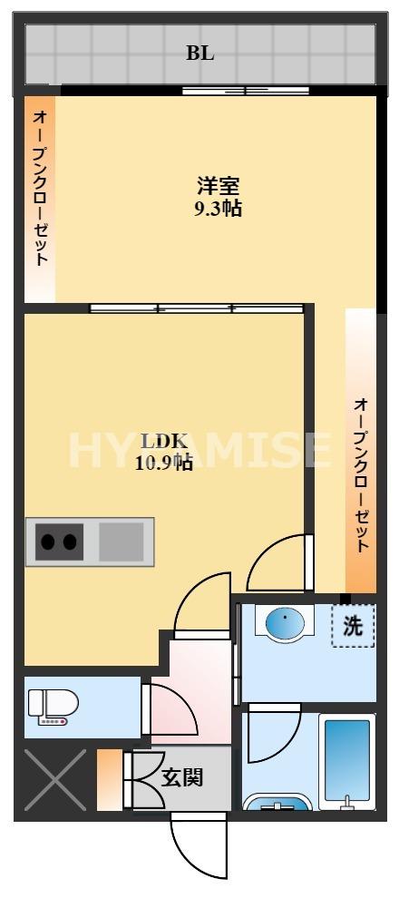 オリーブ今村(1LDK/1階)の間取り写真