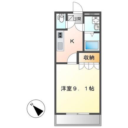 オークヒルズ(1K/3階)の間取り写真