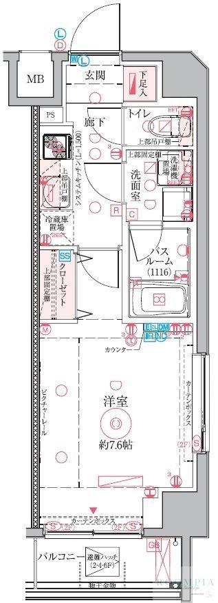 クレヴィスタ亀戸VI(1K/4階)の間取り写真