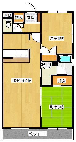 エコトピア秋根(2LDK/2階)の間取り写真