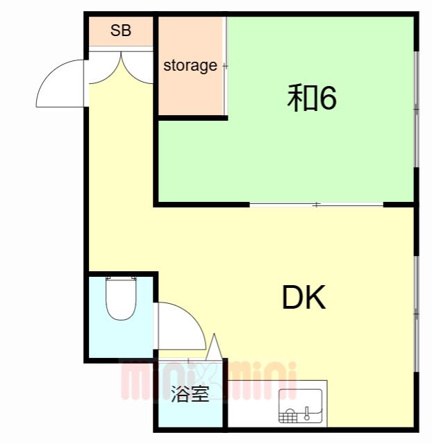 谷田ビル(1DK/4階)の間取り写真