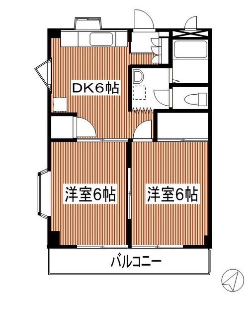スズランハイツ(2DK/1階)の間取り写真