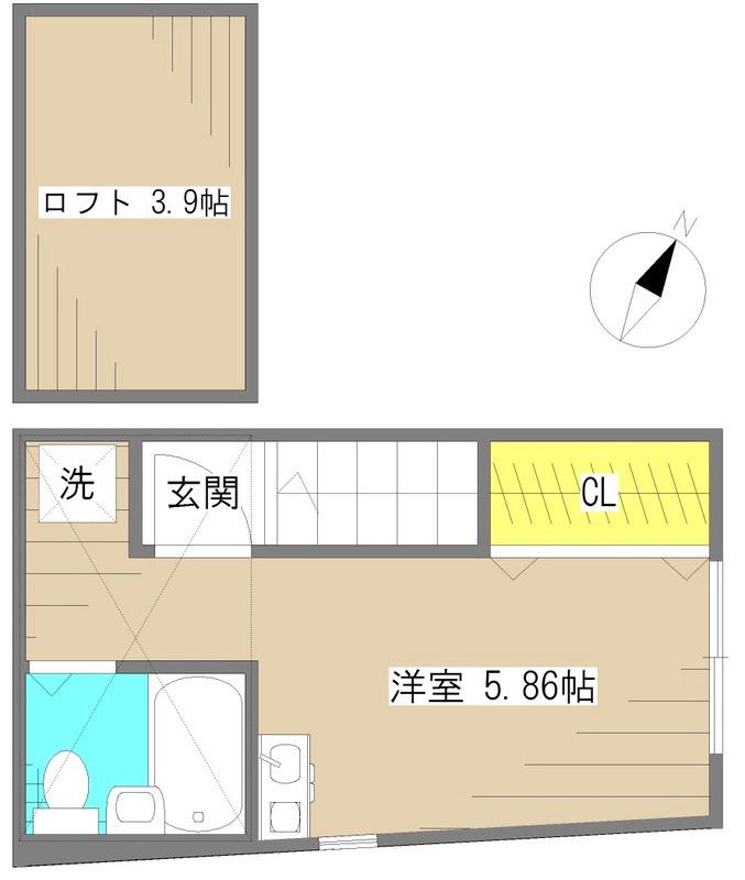 立花ハイツ(ワンルーム/2階)の間取り写真