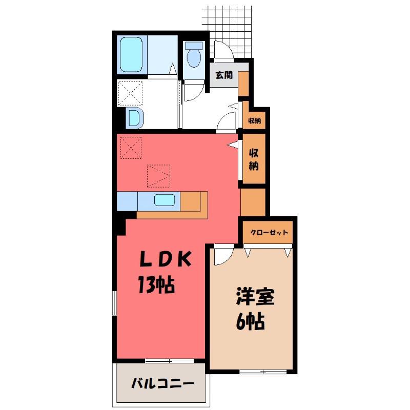 ロビン B(1LDK/1階)の間取り写真