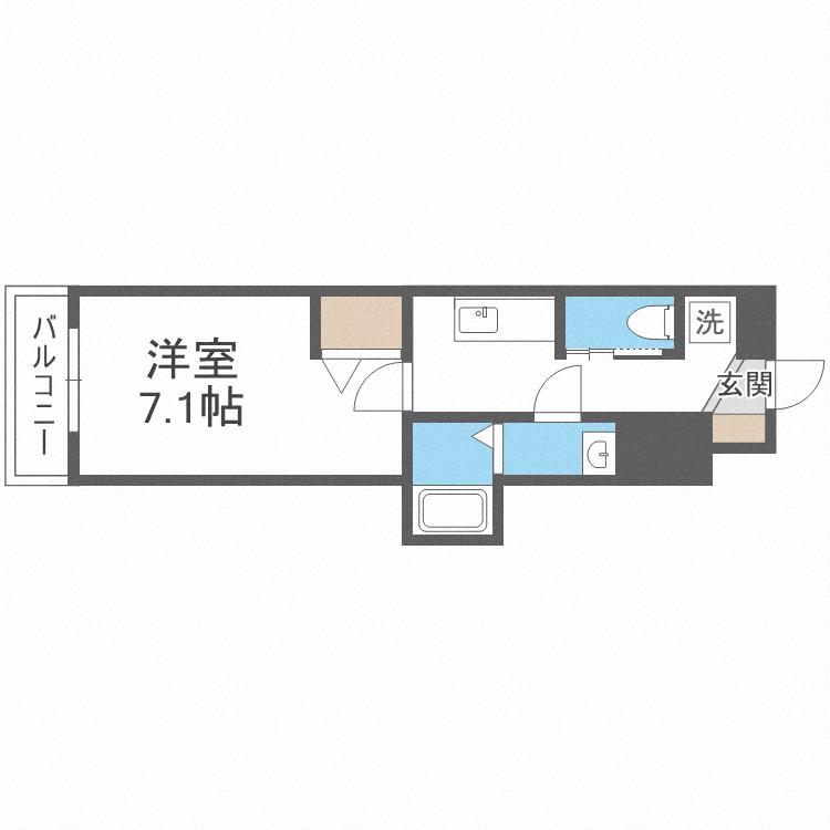 L-IDEA MINAMI HORIE(1K/9階)の間取り写真