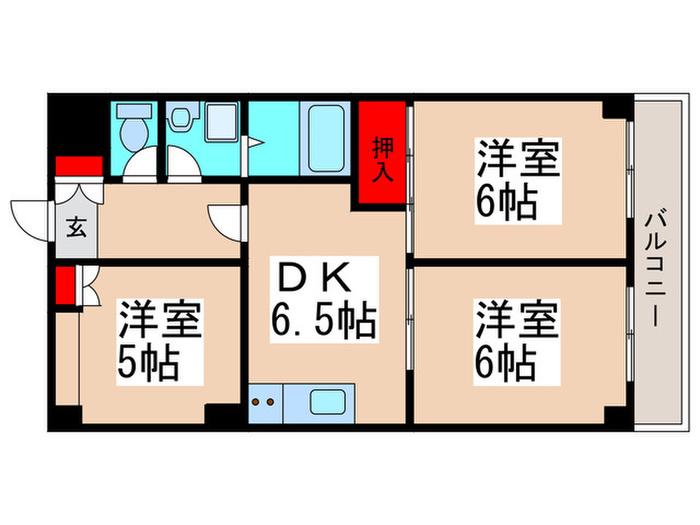 ブルームライフ市川(3DK/4階)の間取り写真