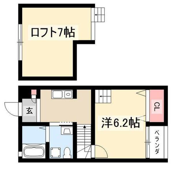 マーベラス柴田(1K/2階)の間取り写真