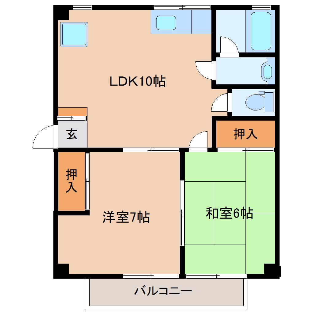 ジョイ3(2LDK/2階)の間取り写真
