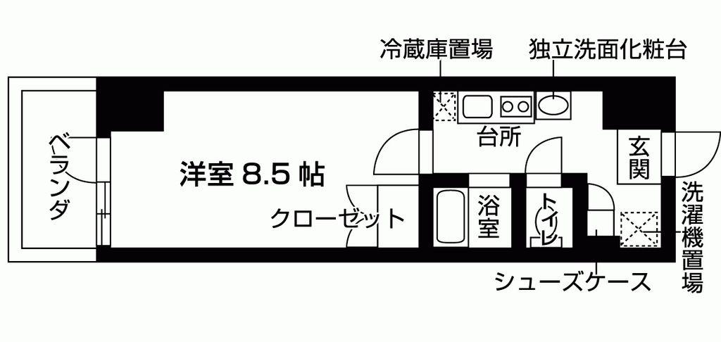 アクトフォルム玉川学園(1K/6階)の間取り写真