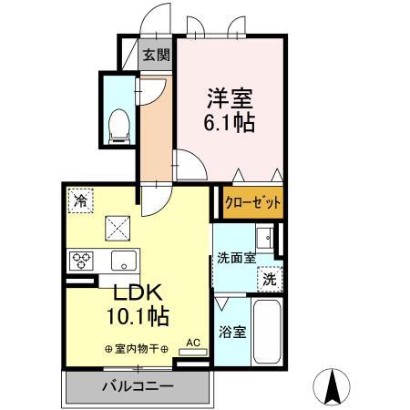 アネシス県庁東(1LDK/1階)の間取り写真