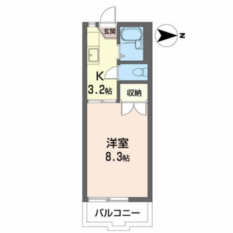 カーム・クウォーターA(1K/2階)の間取り写真