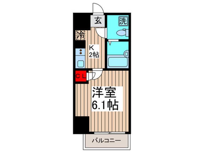 ダイヤモンドタワー西小山(1K/12階)の間取り写真