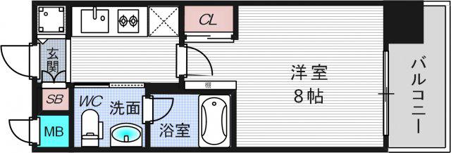エスライズ北堀江スワン(1K/9階)の間取り写真