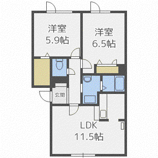SGハイツ月寒(2LDK/2階)の間取り写真