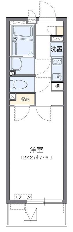 クレイノセジュール中原(1K/1階)の間取り写真