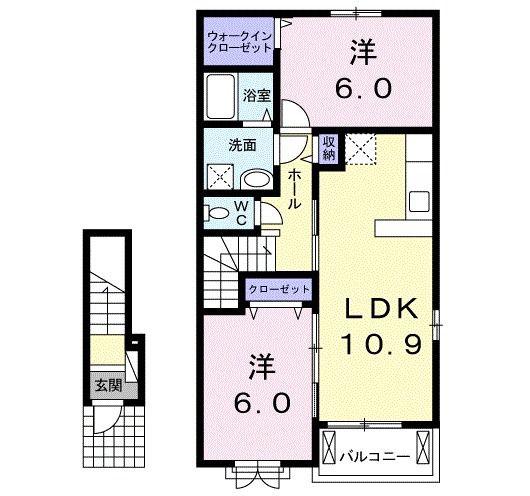 ベルフルール(2LDK/2階)の間取り写真