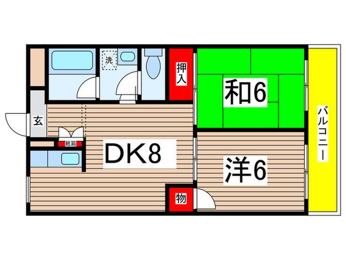 マンションセラヴィ(2DK/2階)の間取り写真